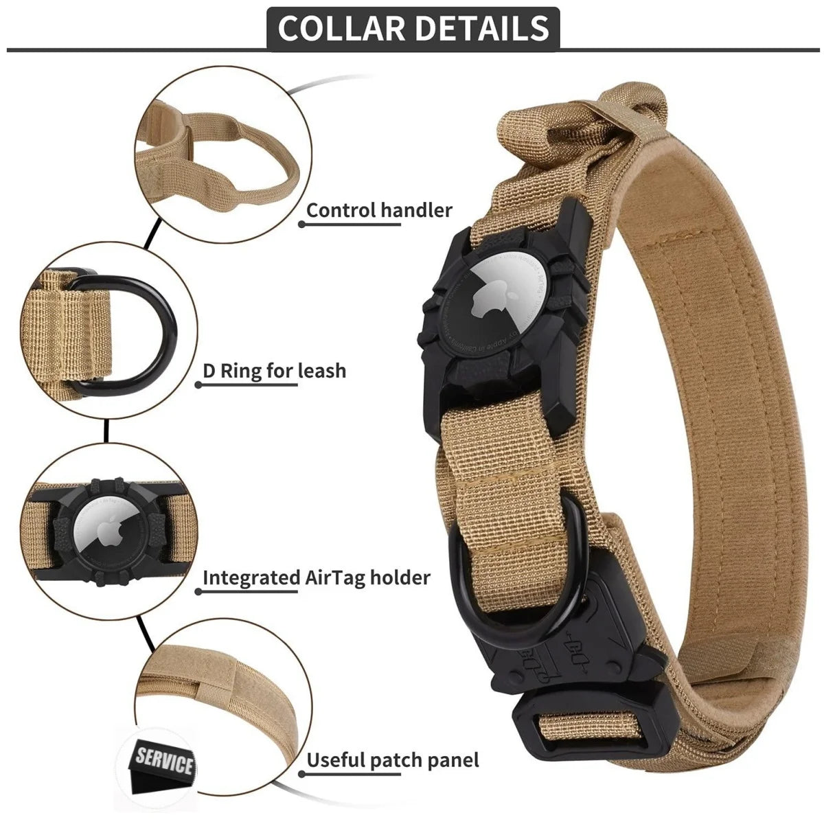 Ajustável Nylon AirTag Suporte para Cães, Fivela de metal, Pet Tactical Collar, Anti Último e Pet Acessórios, Rastreamento seguro