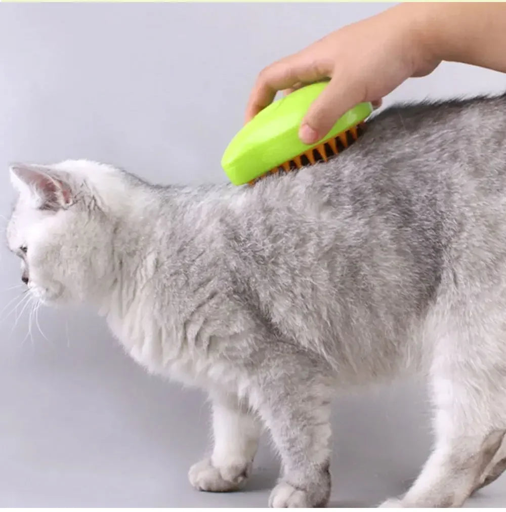 Escova de vapor elétrica para gato, spray de água, pente pet, depilação macia de silicone, escova de cabelo de banho