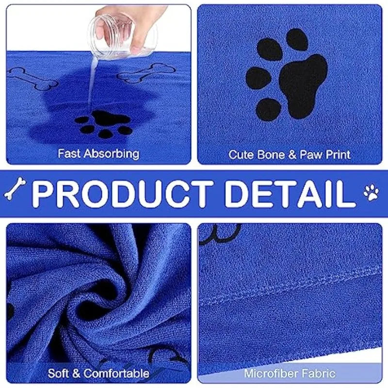 De secagem rápida Microfiber Dog Toalha, Absorvente Pet Bath Produto, fibra, carro limpando pano, Pet fornecimentos, 1Pc