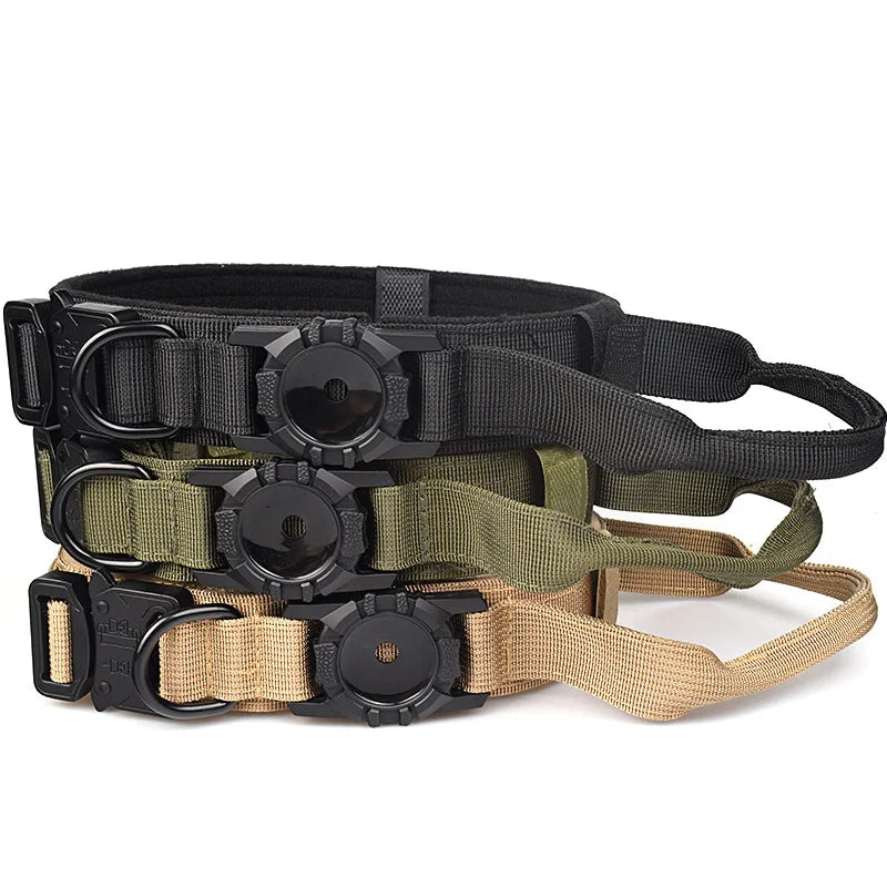 Ajustável Nylon AirTag Suporte para Cães, Fivela de metal, Pet Tactical Collar, Anti Último e Pet Acessórios, Rastreamento seguro