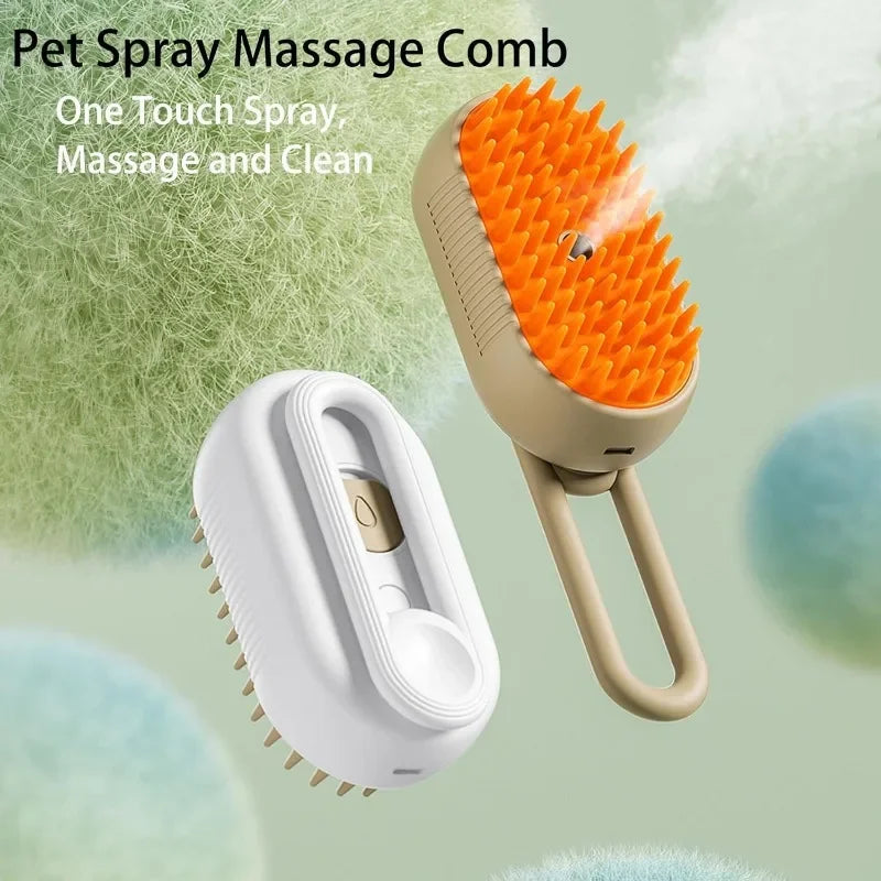 Escova recarregável do vapor Cat Grooming, vaporoso para remover o cabelo solto, Spray elétrico auto-limpante, Dog Massage Combs, Pet Combs, 3 em 1