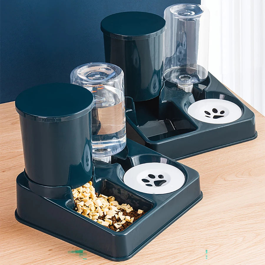 Alimentador automático Cat e Dispenser Set, 2 em 1, Tilted Pet Food e Alimentador de água, Gravity Feeder e Waterer