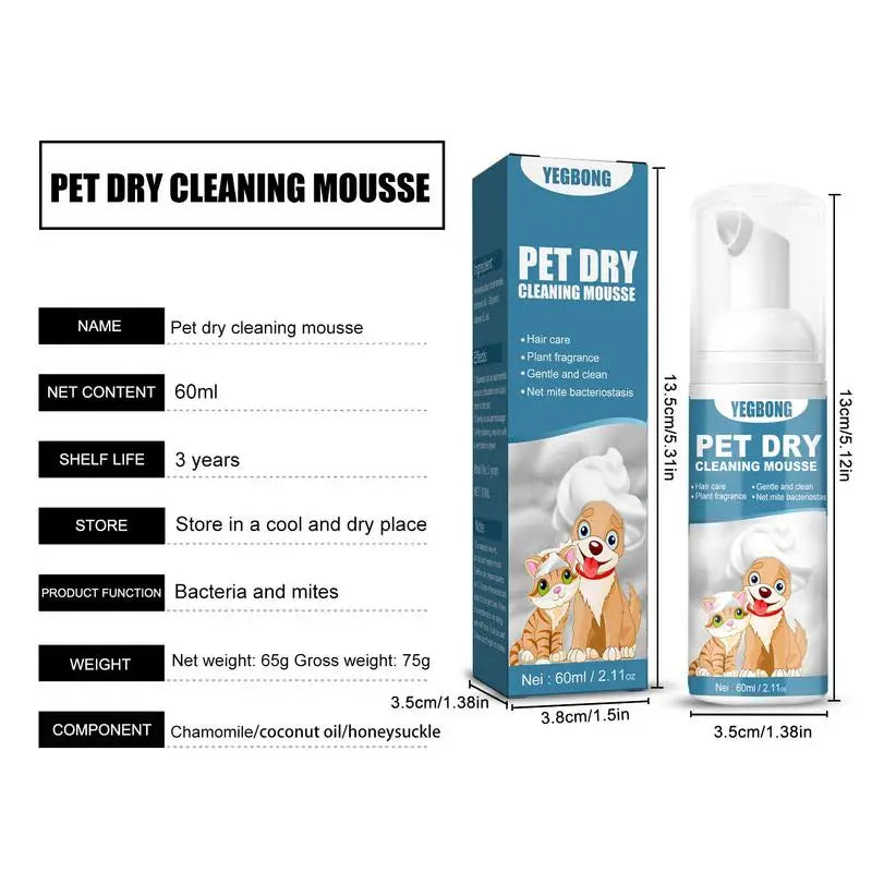 Shampoo para gatos sem água, sem enxágue, mousse de limpeza para cães e gatos, suprimentos para limpeza segura e sem banheiro, eliminador de odores