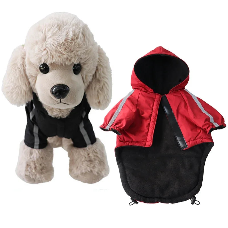 Impermeável velo impermeável para cães pequenos e médios, pet coat, roupas reflexivas, casacos para cachorros quentes, roupas chihuahua, inverno